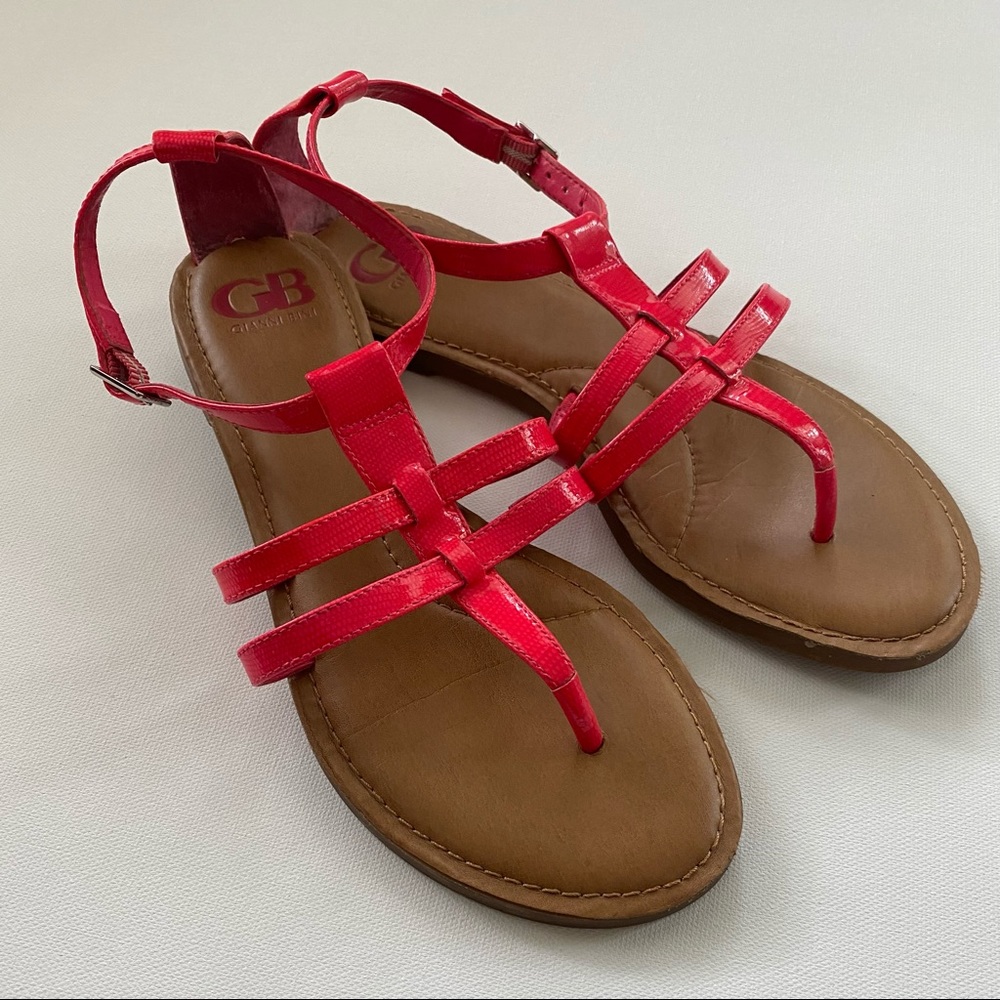 Gianni Bini Neon Pink Leather Sandals